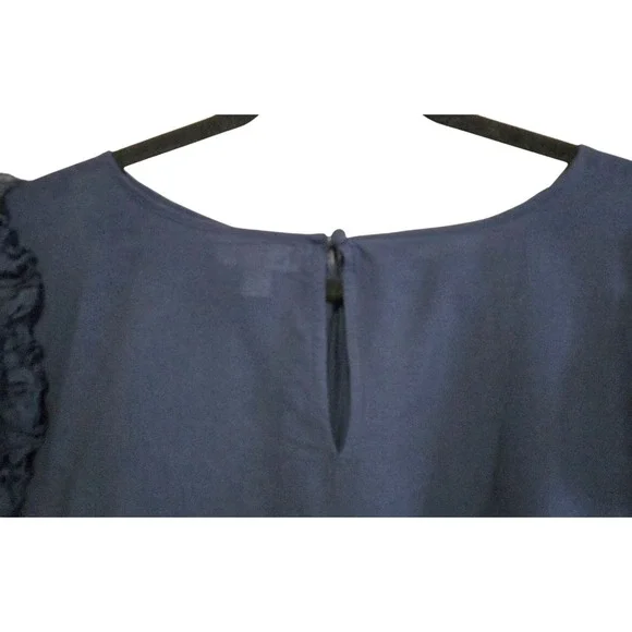 On-34th Womens Navy Blue Ruffle Flutter Sleeve Blouse Top 2X Cotton Modal Blend - Picture 9 of 9
